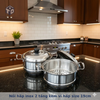 Nồi hấp inox 2 tầng tiện dụng kèm vĩ hấp size 19cm
