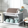 Giá Úp Bát Đĩa 2 Tầng Bằng Nhựa Có Khay Hứng 2