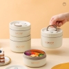 Hộp Cơm Lucky 3 Ngăn Có Túi xách màu trắng sữa