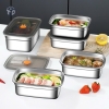 Hộp Đựng Thực Phẩm Inox 2200ml Có Nắp lỗ tròn hồng đậy kín 1