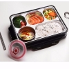 KHAY CƠM, CÀ MEN ĐỰNG ĐỒ ĂN 5 NGĂN BẰNG INOX KÈM MUỖNG ĐŨA( CÓ ĐŨA MUỖNG, CÓ HỘP BỌC) (T40) (Cái)