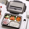 KHAY CƠM, CÀ MEN ĐỰNG ĐỒ ĂN 5 NGĂN BẰNG INOX KÈM MUỖNG ĐŨA( CÓ ĐŨA MUỖNG, CÓ HỘP BỌC) (T40) (Cái)