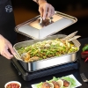 Khay Inox Hình Chữ Nhật Có 2 tay Cầm Có Nắp có quai 1