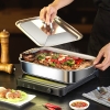 Khay Inox Hình Chữ Nhật Có 2 tay Cầm Có Nắp có quai 2