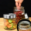 Lọ Đựng Gia Vị Thuỷ Tinh nắp inox trắng 2