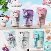 Ly Giữ Nhiệt Hoạt Hình 400ML Kèm Sticker Quai Xách thú nổi (T50)- (Cái)