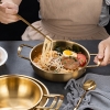 Nồi lẩu bằng thép không gỉ dày hai tay cầm màu vàng size 20cm