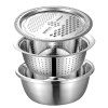 Rổ nạo thái INOX 3IN1: Rổ bằng Inox 3in1 gồm nạo , thái, cắt rau củ quả
