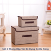 Sét 2 thùng hộp vải bố đựng đồ đa năng