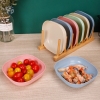 SÉT 8 CÁI ĐĨA MÀU PASTEL LÚA MẠCH AN TOÀN SỨC KHOẺ(4 chén + 4 dĩa ghép lại) (T100) (Bộ)