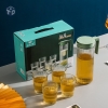Set Bình Kèm 4 Ly Thuỷ Tinh Hoạ Tiết Vân Sọc 1