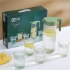 Set Bình Kèm 4 Ly Thuỷ Tinh Hoạ Tiết Vân Sọc 2