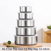 BỘ LẠNH: BỘ 5 CÁI THỐ INOX CÓ NẮP ĐẬY 12-18CM(Hộp xanh)