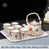 Bộ Ấm Chén Họa Tiết Hoa Hồng Cổ Điển Ko Bao bể vc