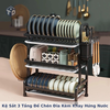 3 Tầng: Kệ Sắt Để Chén Đĩa Tặng Kèm Khay Hứng Nước