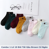 COMBO 1 LỐ 10 ĐÔI TẤT GẤU BROWN CỔ NGẮN