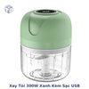 Xay tỏi 300W Xanh kèm sạc Usb có nút nhấn