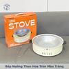 Bếp Nướng Than Hoa Tròn Màu Trắng Có Vĩ Nướng
