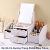 KM7: Kệ gỗ có gương trang điểm màu trắng 2 mẫu