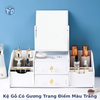 KM7: Kệ gỗ có gương trang điểm màu trắng 2 mẫu