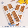 Set 10 đôi đũa nhật có in hoa văn
