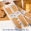 Set 10 đôi đũa nhật có in hoa văn