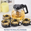 BỘ BÌNH TRÀ KÈM 4 LY SIMBADA CAO CẤP- dán tem, Ko bao đổ bể vc