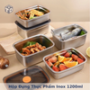 Hộp Đựng Thực Phẩm Inox 1200ml Có Nắp lỗ tròn hồng đậy kín
