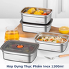 Hộp Đựng Thực Phẩm Inox 1200ml Có Nắp lỗ tròn hồng đậy kín