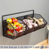 Kệ thép đựng gia vị nhà bếp treo tường 3 ngăn màu đen