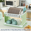 Giá Úp Bát Đĩa 2 Tầng Bằng Nhựa Có Khay Hứng