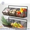 Kệ thép đựng gia vị nhà bếp treo tường 3 ngăn màu đen