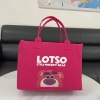 Túi xách gấu Lotso vải dệt 2 màu hồng + đỏ