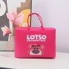 Túi xách gấu Lotso vải dệt 2 màu hồng + đỏ