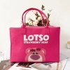 Túi xách gấu Lotso vải dệt 2 màu hồng + đỏ