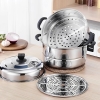 Xửng hấp 3 tầng có1- 2 vỉ hấp 28cm dùng trên mọi loại bếp kiêm nồi luộc gà