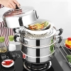 Xửng hấp 3 tầng có1- 2 vỉ hấp 28cm dùng trên mọi loại bếp kiêm nồi luộc gà