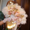 ( Pre Order 15 days ) Unique and gorgeous handmade Hexagram Lolita ostrich feather fan, suitable for weddings, tea parties, Rococo style, fashion show props