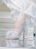 ( Handmade 15 days ) Lolita wedding high heels with bow, unique design Milk Cat Sauce large size 40-44