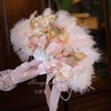 ( Pre Order 15 days ) Unique and gorgeous handmade Hexagram Lolita ostrich feather fan, suitable for weddings, tea parties, Rococo style, fashion show props