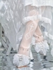 ( Handmade 15 days ) Lolita wedding high heels with bow, unique design Milk Cat Sauce large size 40-44