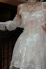 Mori Girl style women's dress has a gentle design, iridescent material, and a thick removable skirt.