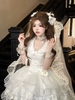 Pure white retro style dress "Puppy Love", feminine style like a doll.