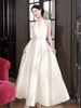 Elegant French-style satin halter neck maxi dress – sleeveless and minimalist by GJFD