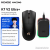 Chuột Gaming Không Dây MCHOSE K7 V2 Ultra+ | PAW3955 TI – Dual 8K – Dock Sạc RGB