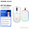 Chuột Gaming Không Dây MCHOSE K7 V2 Ultra+ | PAW3955 TI – Dual 8K – Dock Sạc RGB
