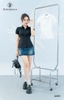 Áo kate cổ sen phối ren dây lưng