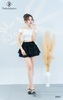 Chân váy tơ xòe 2 tầng viền ren