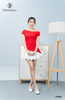 Áo body gân lệch vai xéo tà