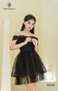 Đầm tiệc xoè trễ vai tùng lưới HSD5 xinh xắn